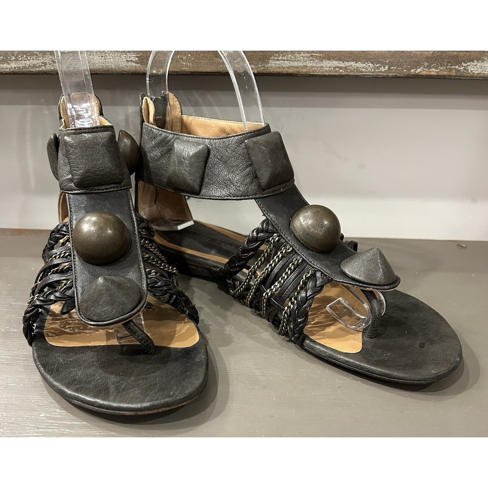 Kallisté‎ Made in Italy Leather Gladiator Sandals 37 Bronze Studs Braided